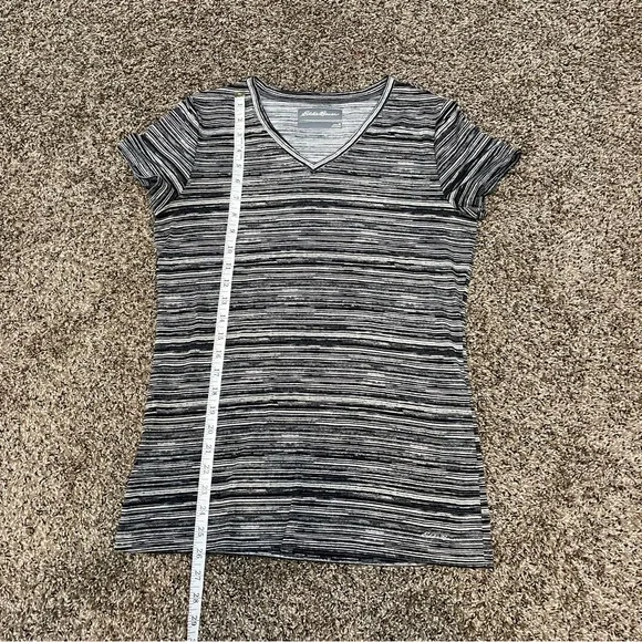 Eddie Bauer Womens V-Neck Black & Cream Short Sleeve Tee Shirt Sz Womens… - Picture 6 of 6